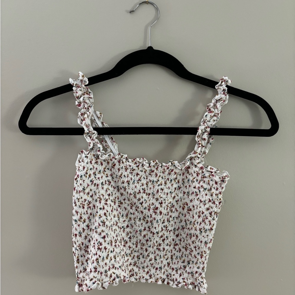 White, Pinkish floral tank top